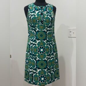Ann Taylor Green and Blue Floral Midi Dress